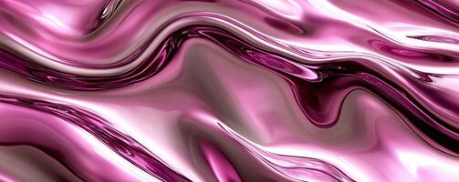 Abstract pink liquid texture with smooth waves and shiny reflections, ideal for backgrounds or design projects. photo