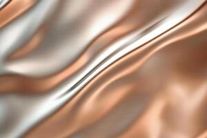 Elegant fabric texture in shades of silver and copper, showcasing smooth waves and subtle sheen. photo