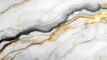 Elegant marble texture with black and gold veins on a white background. photo