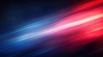 Dynamic streaks of red and blue light on a dark background, creating an abstract and modern visual effect. photo