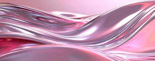 Abstract waves in shades of pink and silver, showcasing fluid motion and smooth textures. photo