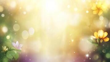 Colorful flowers with soft bokeh background, creating a dreamy atmosphere. photo