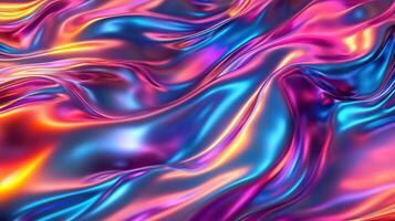 Vibrant and colorful abstract fabric texture with flowing waves, ideal for backgrounds and design projects. photo