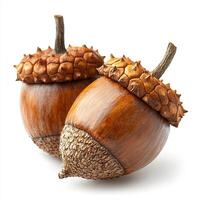Acorns isolated on white background photo