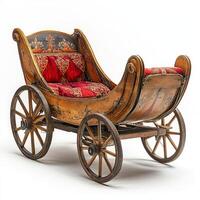 Antique sleigh isolated on white background photo