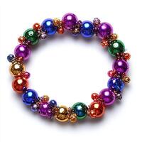 Beaded garland isolated on white background photo