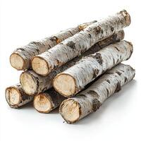 Birch logs isolated on white background photo