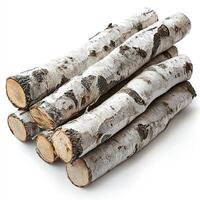 Birch logs isolated on white background photo