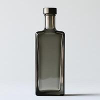 Elegant dark glass bottle on a white background, perfect for beverage branding or product displays. photo
