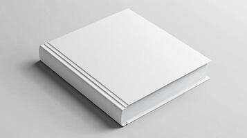 Blank book with a clean cover, placed on a soft gradient background for design use. photo