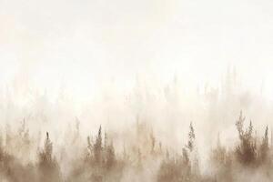 A soft misty landscape with muted colors and subtle silhouettes of trees in the background. photo