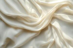 Soft, flowing ivory silk fabric with gentle waves, perfect for textile backgrounds or bridal themes. photo