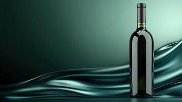 Elegant wine bottle with smooth flowing background, perfect for showcasing beverage brands. photo