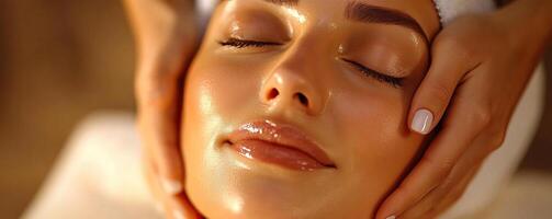Relaxing facial massage for rejuvenation and wellness in a calming spa environment. photo