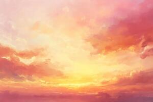 Vibrant sunset sky with pink and orange hues, serene and picturesque scenery. photo