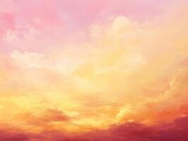 Vibrant sunset sky with warm hues of orange, pink, and yellow blending softly, creating a tranquil atmosphere. photo