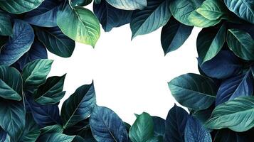 Leafy border design on white background, perfect for nature-themed projects. photo