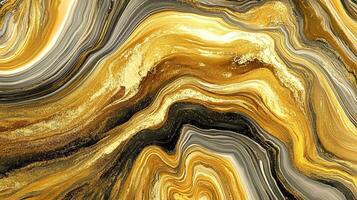 Abstract gold and black marble texture with smooth wavy patterns, suitable for backgrounds and design projects. photo