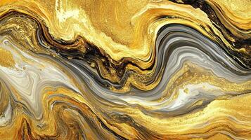 Beautiful abstract gold and silver fluid art design on a textured background, perfect for modern decor. photo