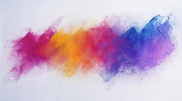 Colorful abstract splash of paint on a white background, blending bright hues seamlessly. photo