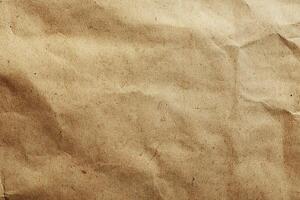 Crinkled brown paper texture, perfect for backgrounds and design projects. photo
