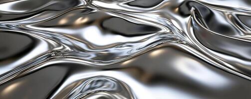 Elegant silver liquid metal texture - Luxurious molten chrome background with smooth reflective surface, perfect for premium design projects like luxury branding, wedding invitations, product mockups photo