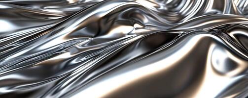 Elegant silver liquid metal texture - Luxurious molten chrome background with smooth reflective surface, perfect for premium design projects like luxury branding, wedding invitations, product mockups photo