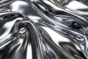 Elegant silver liquid metal texture - Luxurious molten chrome background with smooth reflective surface, perfect for premium design projects like luxury branding, wedding invitations, product mockups photo