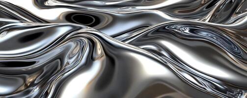 Elegant silver liquid metal texture - Luxurious molten chrome background with smooth reflective surface, perfect for premium design projects like luxury branding, wedding invitations, product mockups photo