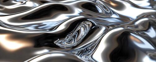 Elegant silver liquid metal texture - Luxurious molten chrome background with smooth reflective surface, perfect for premium design projects like luxury branding, wedding invitations, product mockups photo