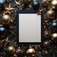 Blank glitter theme Christmas card mockup, festive and elegant photo