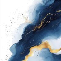 Abstract ocean wave art with gold accents, elegant design on a white background. photo