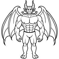 Picture made with of male strong demon with huge wings vector