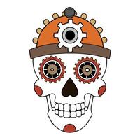 Day of the dead steampunk skull unique digital art fantasy cogs skeleton pirate vector