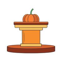 Halloween or Thanksgiving mockup with empty wooden podium pumpkin and modern background for design and product display vector