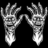 Scary zombie hands with dark background. vector