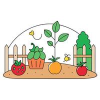Some fruits and vegetables are grown in a private garden vector