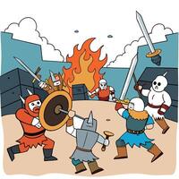 An epic battle scene from a fantasy game vector
