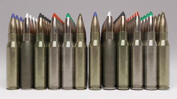 ammo cartridges pack with different sizes. photo