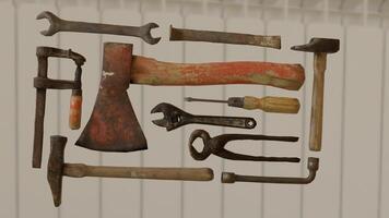 Old Carpenter Tools with white background photo