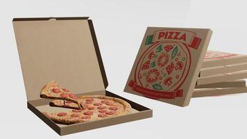 Pizza and Pizza Box with white background photo
