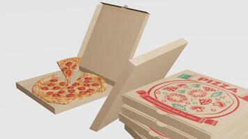 Pizza and Pizza Box with white background photo