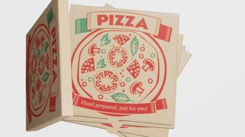 Pizza and Pizza Box with white background photo
