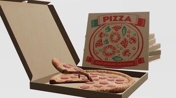 Pizza and Pizza Box with white background photo