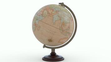 Antique Globe Map with white background photo