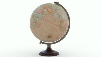 Antique Globe Map with white background photo
