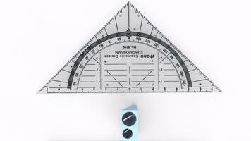 Triangular Protractor with white background photo