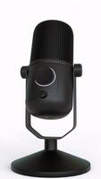 black microphone with white background photo