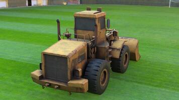 Yellow Bulldozer on Stadium 4k photos