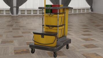 cleaning cart with room background photo